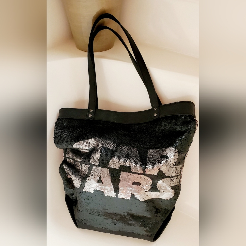 Disney Star Wars Tote Bag - Star Wars Logo Sequin Park Tote NWT - Picture 4 of 9